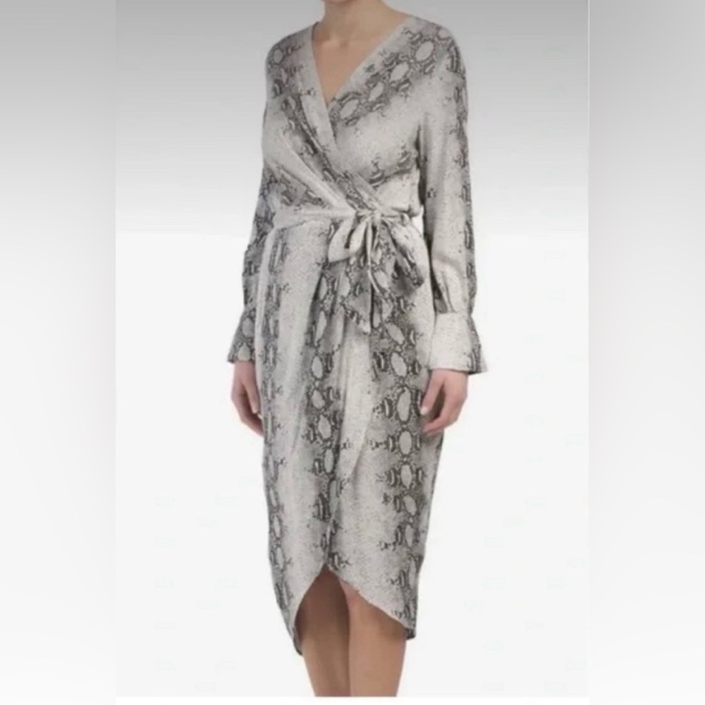 Chic Snakeskin Wrap Dress, XS